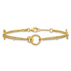 Leslie's 14K Polished 2-Strand Double Circle w/ .5in Ext. Bracelet - Image 3