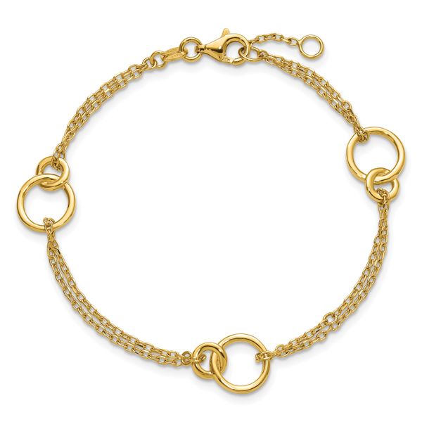 Leslie's 14K Polished 2-Strand Double Circle w/ .5in Ext. Bracelet - Image 4