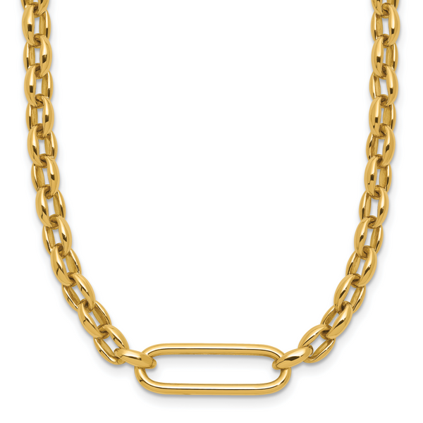 Leslie's 14K Polished Fancy Elongated Oval Link Necklace