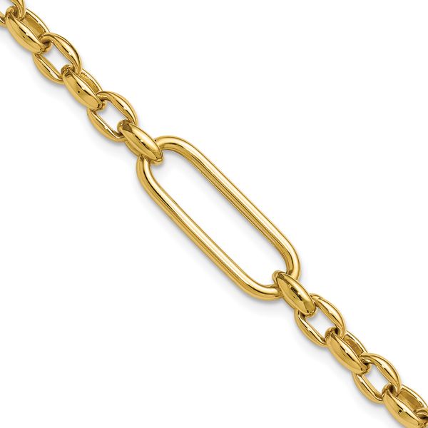 Leslie's 14K Polished Fancy Elongated Oval Link Bracelet