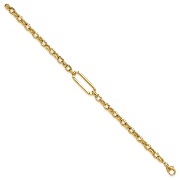 Leslie's 14K Polished Fancy Elongated Oval Link Bracelet - Image 2