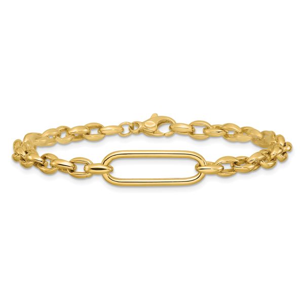 Leslie's 14K Polished Fancy Elongated Oval Link Bracelet - Image 3