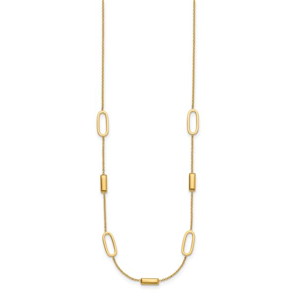 Leslie's 14K Polished Elongated Oval and Bar w/2in Ext. Necklace - Image 2