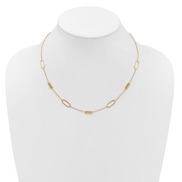 Leslie's 14K Polished Elongated Oval and Bar w/2in Ext. Necklace - Image 3