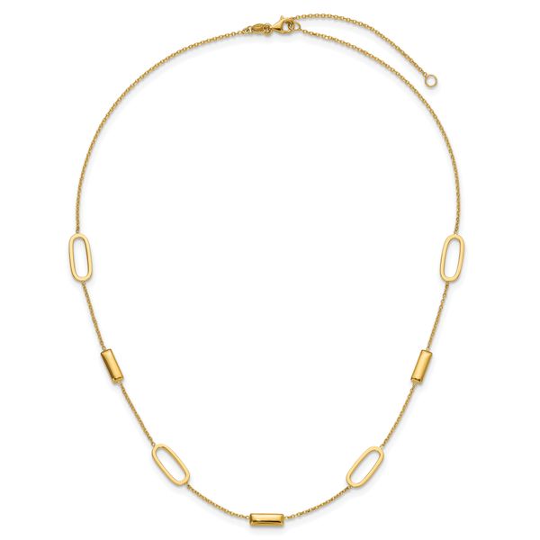 Leslie's 14K Polished Elongated Oval and Bar w/2in Ext. Necklace - Image 4