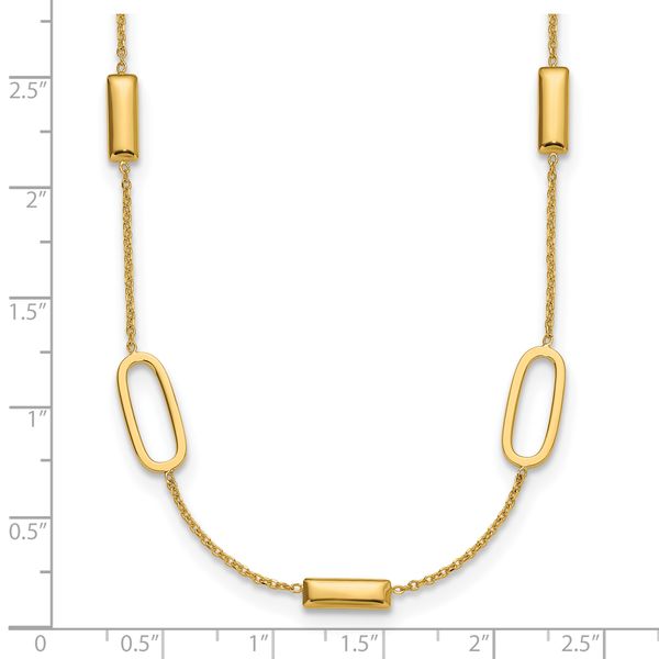 Leslie's 14K Polished Elongated Oval and Bar w/2in Ext. Necklace - Image 5
