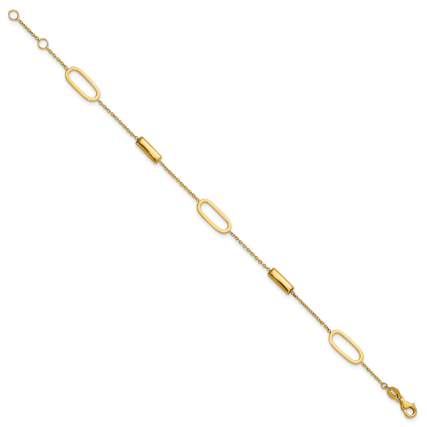 Leslie's 14K Polished Elongated Oval and Bar w/.5in Ext. Bracelet - Image 2
