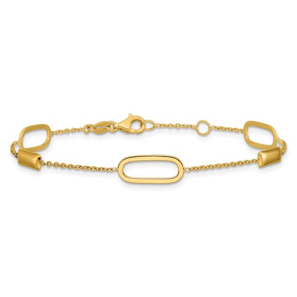 Leslie's 14K Polished Elongated Oval and Bar w/.5in Ext. Bracelet - Image 3
