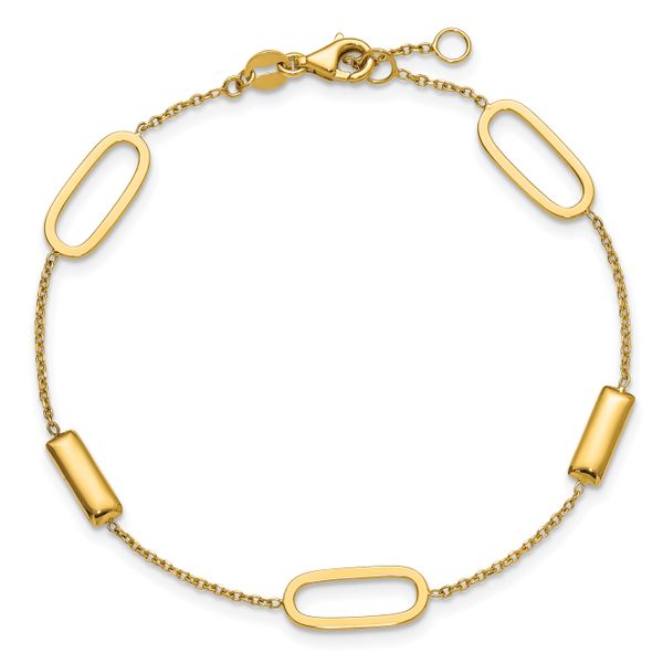Leslie's 14K Polished Elongated Oval and Bar w/.5in Ext. Bracelet - Image 4