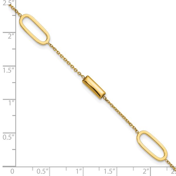 Leslie's 14K Polished Elongated Oval and Bar w/.5in Ext. Bracelet - Image 5