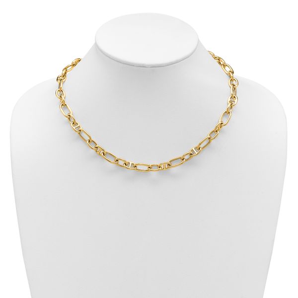 Leslie's 14K Polished Mixed Oval and Anchor Link Necklace - Image 3