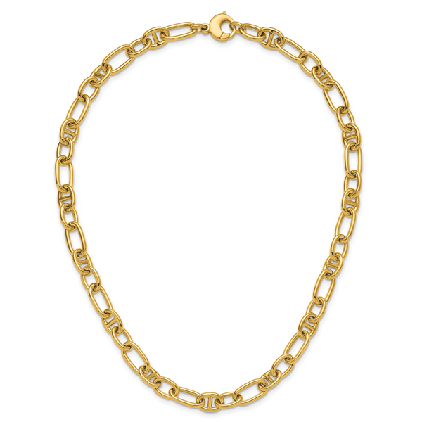 Leslie's 14K Polished Mixed Oval and Anchor Link Necklace - Image 4