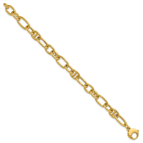 Leslie's 14K Polished Mixed Oval and Anchor Link Bracelet - Image 2