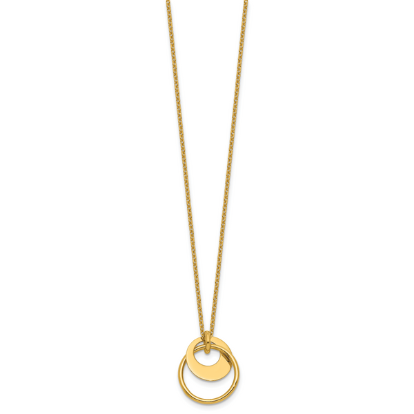 Leslie's 14K Polished Fancy Double Circle w/ 2in Ext .Necklace - Image 2