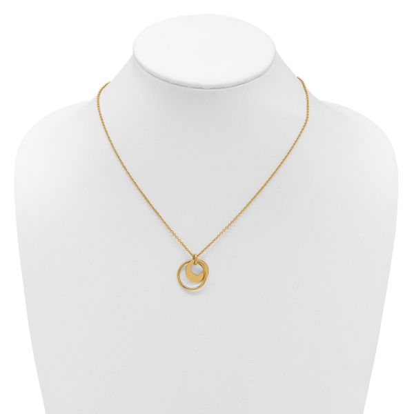 Leslie's 14K Polished Fancy Double Circle w/ 2in Ext .Necklace - Image 3