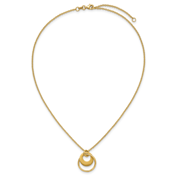 Leslie's 14K Polished Fancy Double Circle w/ 2in Ext .Necklace - Image 4