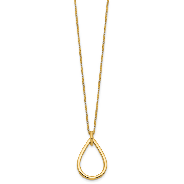 Leslie's 14K Polished Fancy Open Teardrop w/ 2in Ext. Necklace - Image 2