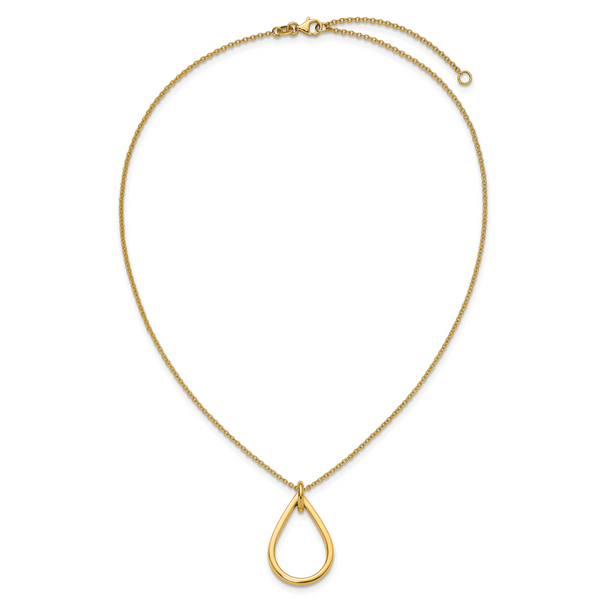 Leslie's 14K Polished Fancy Open Teardrop w/ 2in Ext. Necklace - Image 4