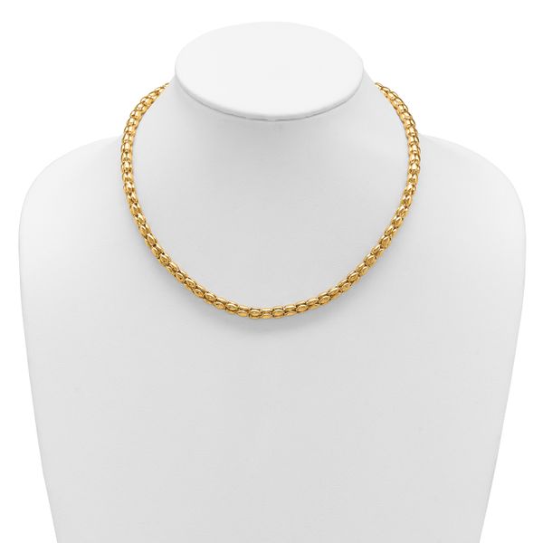 Leslie's 14K Two-tone Polished 5.5mm Popcorn Mesh Necklace - Image 3