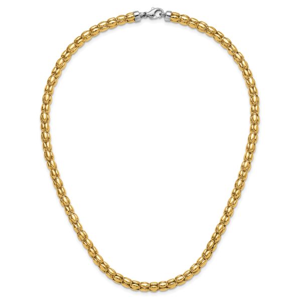 Leslie's 14K Two-tone Polished 5.5mm Popcorn Mesh Necklace - Image 4