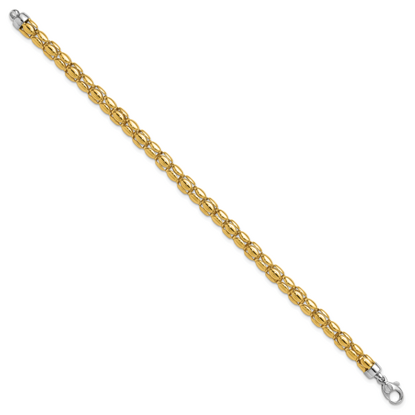 Leslie's 14K Two-tone Polished 5.5mm Popcorn Link Bracelet - Image 2