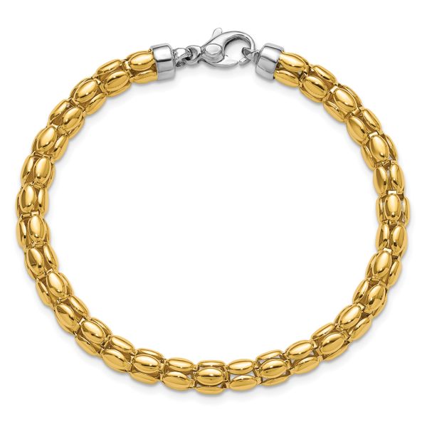 Leslie's 14K Two-tone Polished 5.5mm Popcorn Link Bracelet - Image 4
