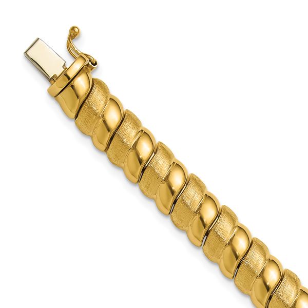 Leslie's 14K Polished and Brushed Fancy 8.0mm Bracelet