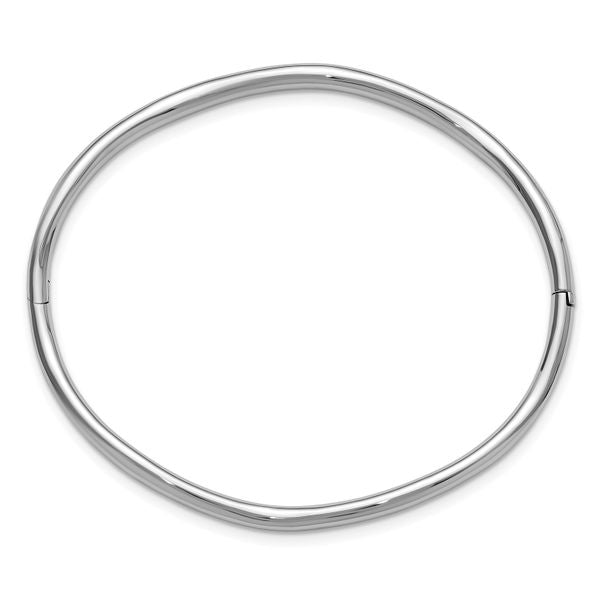 Leslie's 14K White Gold Polished Fancy Wavy Hinged Bangle - Image 2