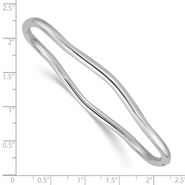 Leslie's 14K White Gold Polished Fancy Wavy Hinged Bangle - Image 3
