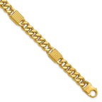 Leslie's 14K Polished/Grooved Fancy Curb Link Station Men's Bracelet