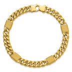 Leslie's 14K Polished/Grooved Fancy Curb Link Station Men's Bracelet - Image 4