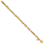 Leslie's 14K Polished and Textured Fancy Oval Link Bracelet - Image 2