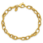 Leslie's 14K Polished and Textured Fancy Oval Link Bracelet - Image 4