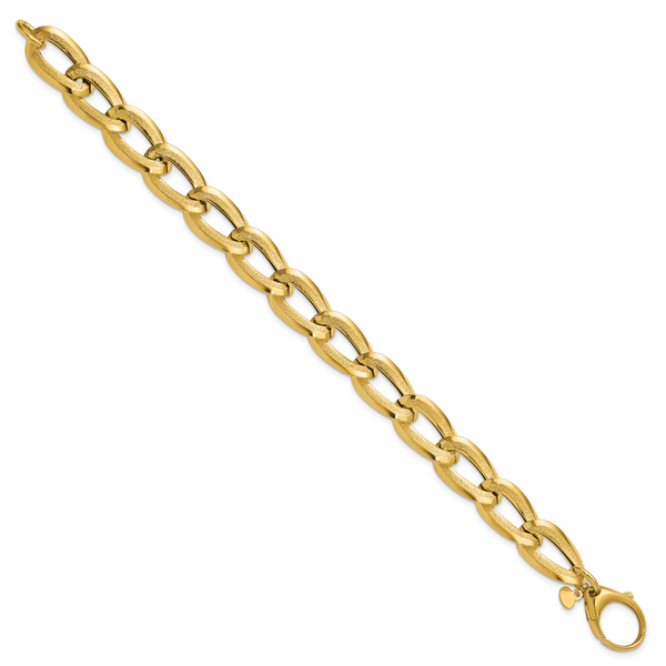 Leslie's 14K Polished and Laser-cut Fancy Oval Link Bracelet - Image 2