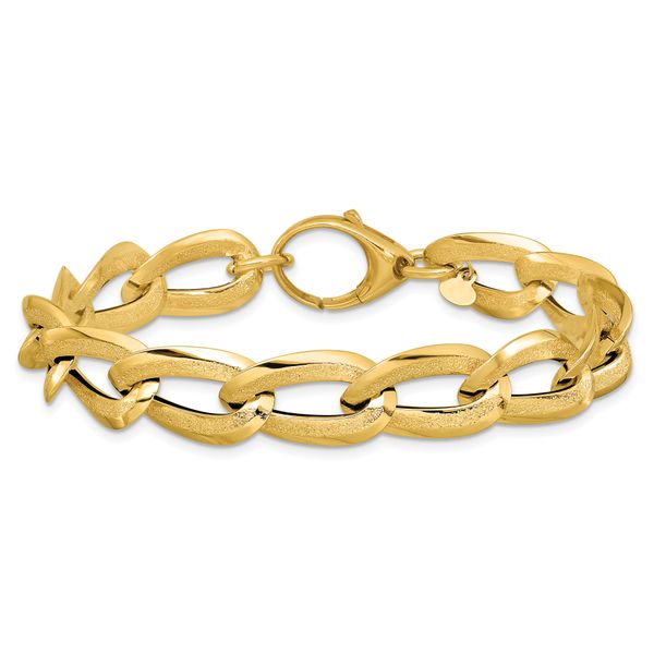 Leslie's 14K Polished and Laser-cut Fancy Oval Link Bracelet - Image 3