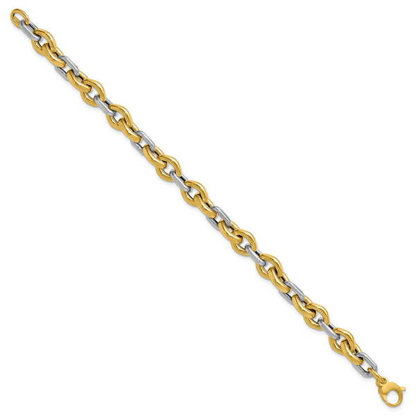 Leslie's 14K Two-tone Polished Fancy Flat Edge Link Bracelet - Image 2
