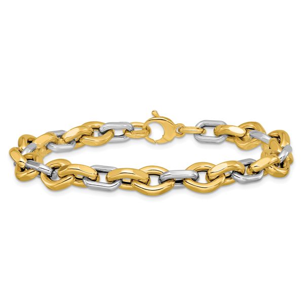 Leslie's 14K Two-tone Polished Fancy Flat Edge Link Bracelet - Image 3