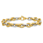 Leslie's 14K Two-tone Polished Fancy Flat Edge Link Bracelet - Image 3