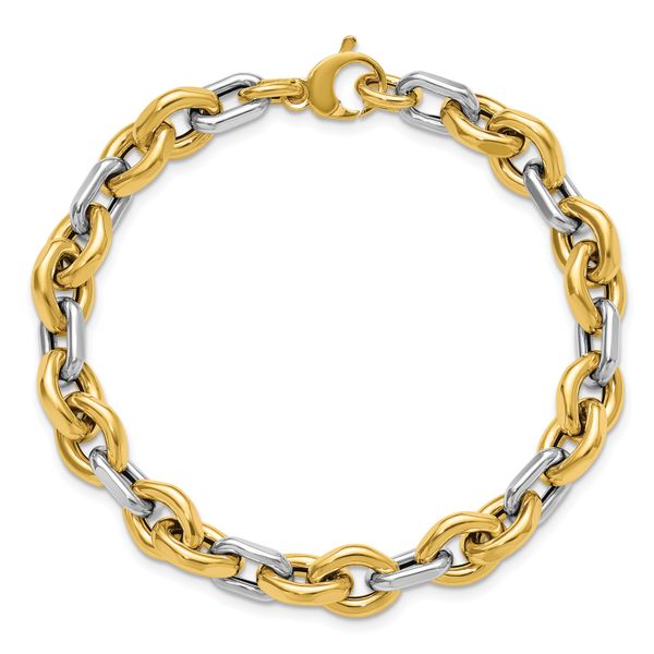 Leslie's 14K Two-tone Polished Fancy Flat Edge Link Bracelet - Image 4