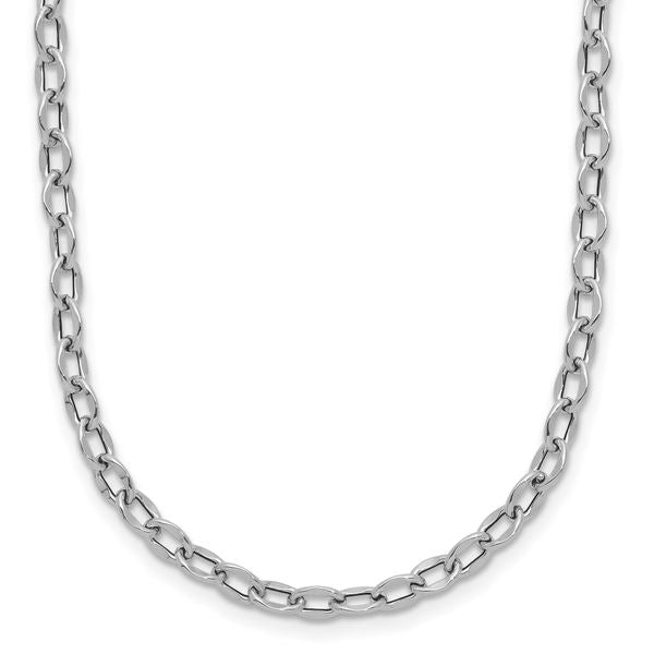 Leslie's 14K White Gold Polished Fancy Flat Cable Link Necklace