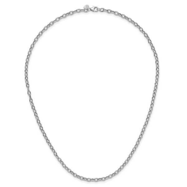Leslie's 14K White Gold Polished Fancy Flat Cable Link Necklace - Image 4