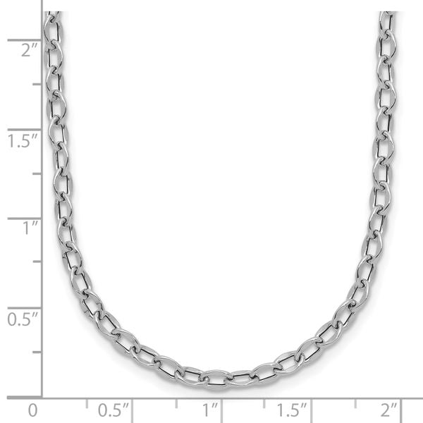 Leslie's 14K White Gold Polished Fancy Flat Cable Link Necklace - Image 5