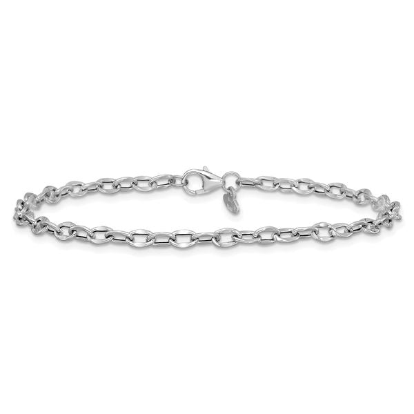 Leslie's 14K White Gold Polished Fancy Flat Cable Link Bracelet - Image 3