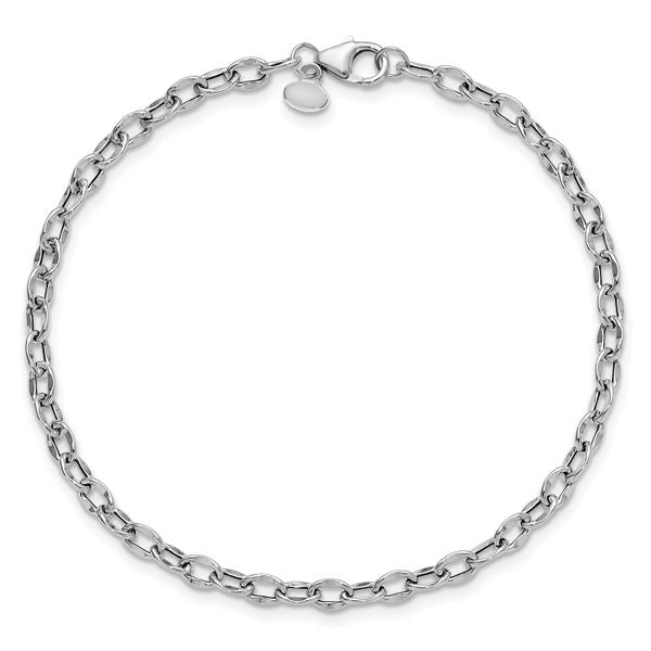 Leslie's 14K White Gold Polished Fancy Flat Cable Link Bracelet - Image 4