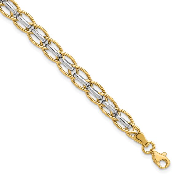 Leslie's 14K Two-tone Polished Fancy Link Bracelet