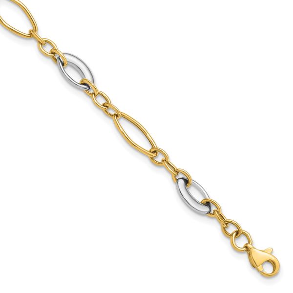 Leslie's 14K Two-tone Polished Fancy Link Bracelet