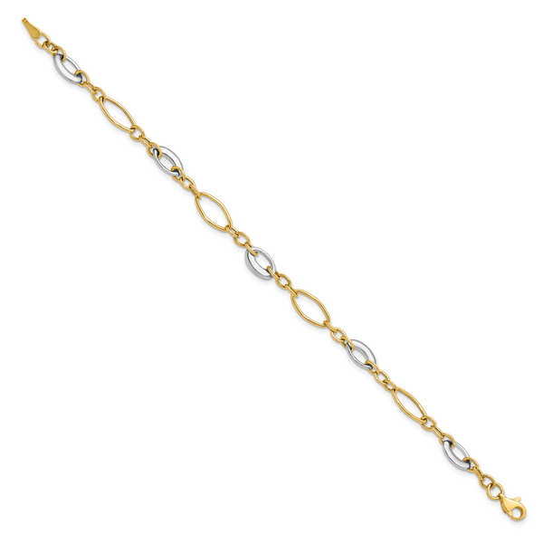 Leslie's 14K Two-tone Polished Fancy Link Bracelet - Image 2