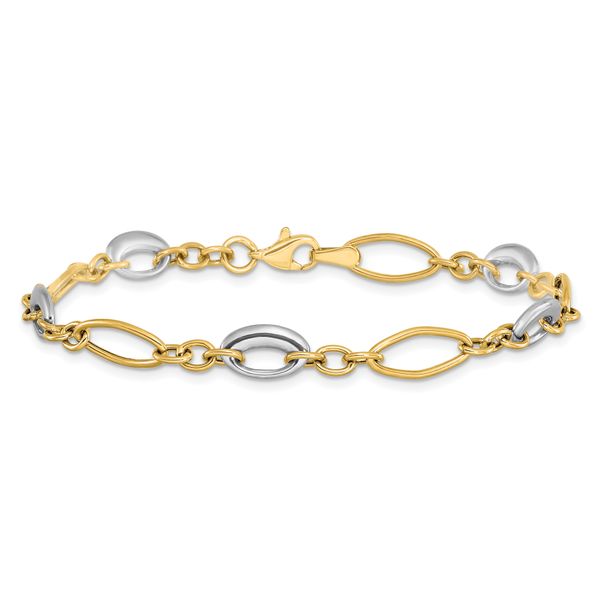 Leslie's 14K Two-tone Polished Fancy Link Bracelet - Image 3