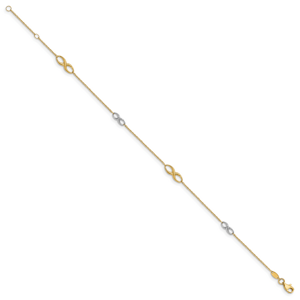 Leslie's 14K Two-tone Polished w/1in ext. Anklet - Image 2