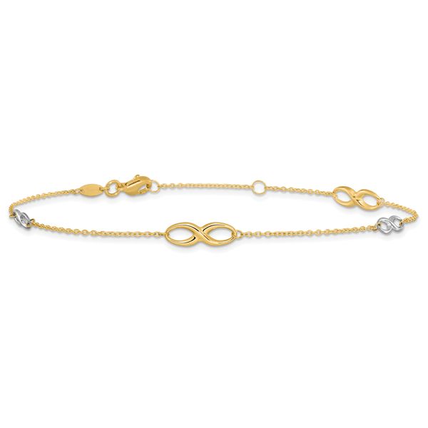 Leslie's 14K Two-tone Polished w/1in ext. Anklet - Image 3